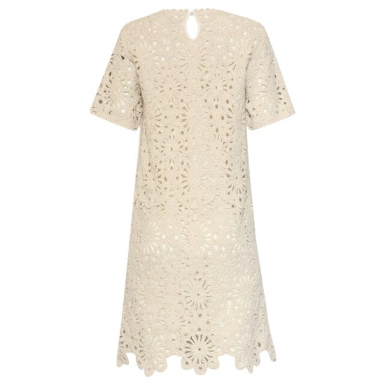 Smashed Lemon Elegante gehaakte jurk met bloemenprint in off-white | - Image 6