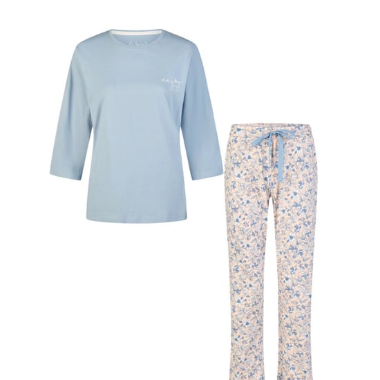 By Louise Dames pyjama set lang/driekwart mouw lichtblauw/wit gebloemd - Image 1