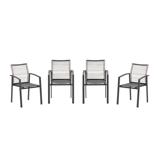 Garden Impressions Cosmo tuinstoelen set van 4 carbon black / rope natural - Image 1