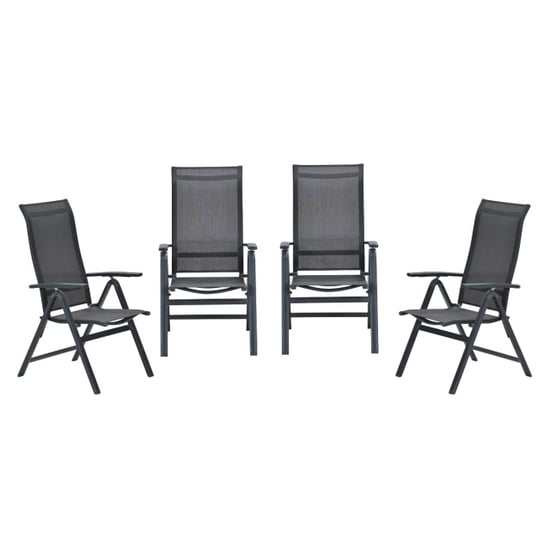 Garden Impressions Osaka verstelbare tuinstoelen set van 4 carbon black / dark - Image 1