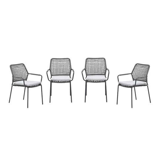 Garden Impressions Swifty tuinstoelen set van 4 carbon black / rope grey - Image 1