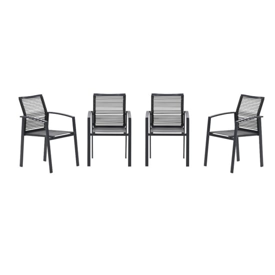 Garden Impressions Cosmo tuinstoelen set van 4 carbon black / rope dark grey - Image 1