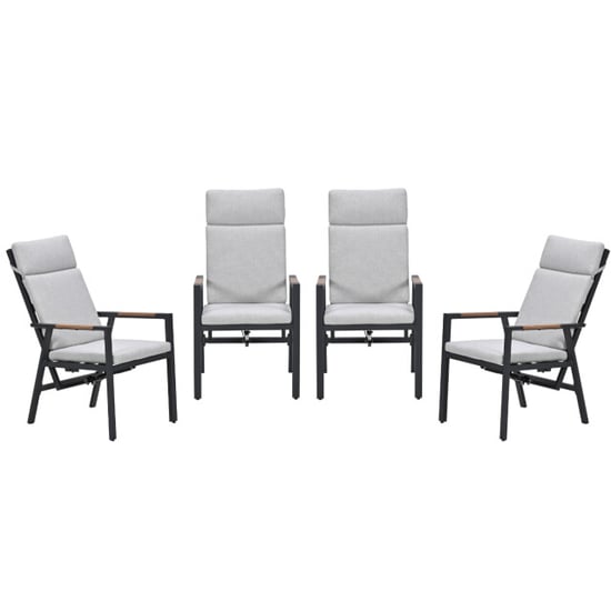 Garden Impressions Felini verstelbare tuinstoelen set van 4 carbon black - Image 1