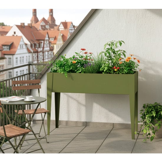 Westmann Vedura m metalen verhoogde plantenbak 30x100x80 cm olijf - Image 2
