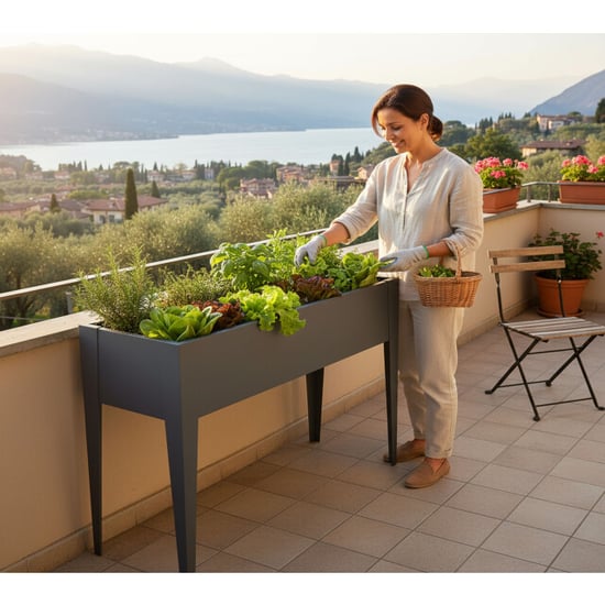 Westmann Vedura m metalen verhoogde plantenbak 30x100x80 cm grijs - Image 3