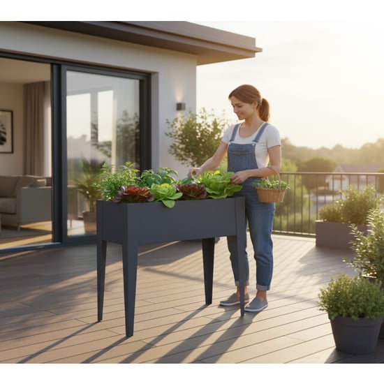 Westmann Vedura s metalen verhoogde plantenbak 74x40x80 cm grijs - Image 4