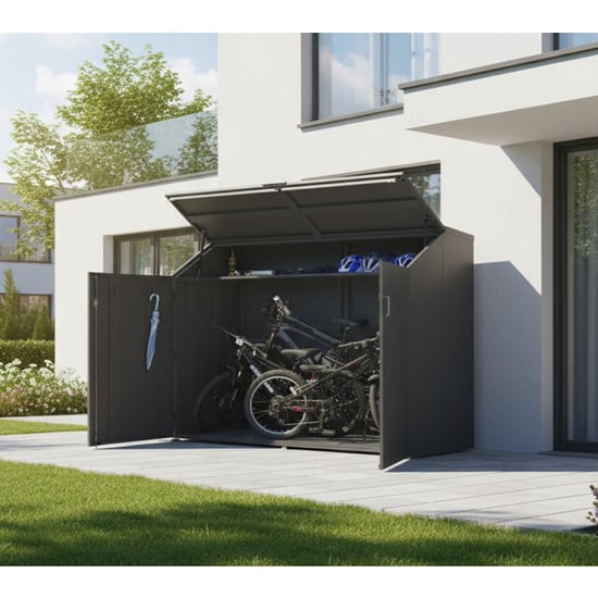 Westmann Linea afsluitbare metalen fietsenberging voor 4 fietsen - - Image 6