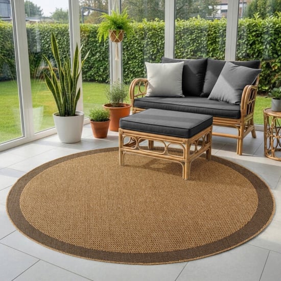 Muratap Timber solid rond buitenkleed – jute look – weerbestendig – 200 cm rond - Image 4