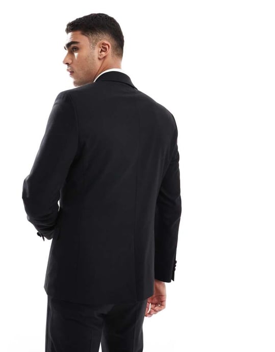 ASOS DESIGN new skinny tuxedo suit jacket with low break in black - Image 4