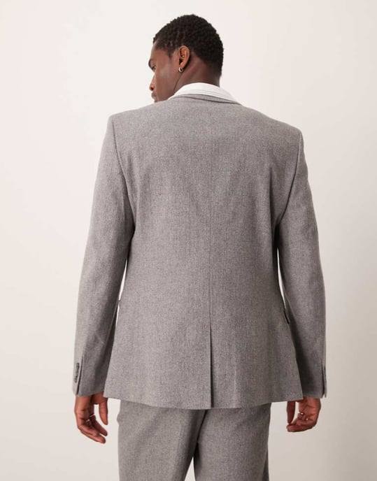 ASOS DESIGN skinny suit jacket with wool in grey flannel - Image 3