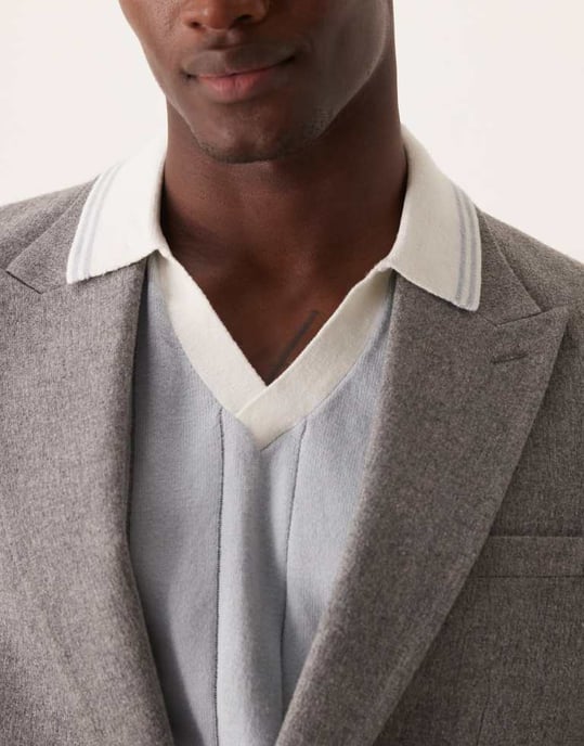ASOS DESIGN skinny suit jacket with wool in grey flannel - Image 4