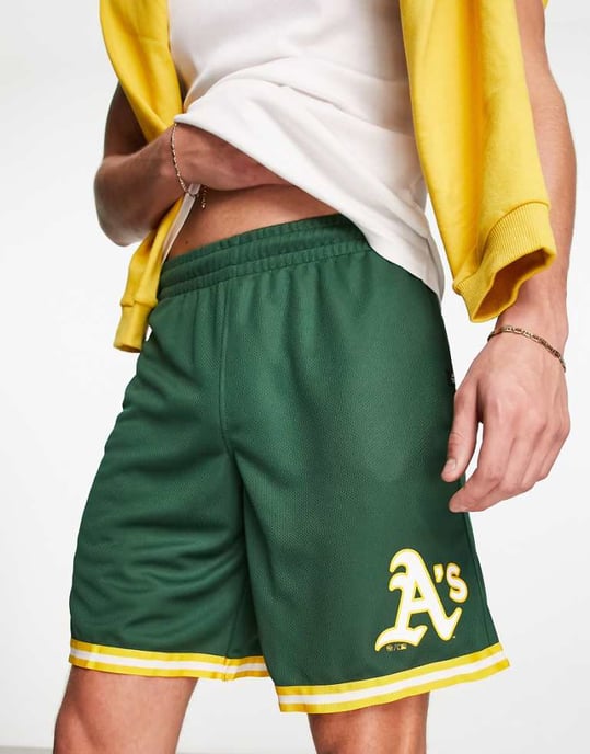 47 Brand MLB Oakland Athletics mesh shorts in green with contrast trim - Image 1