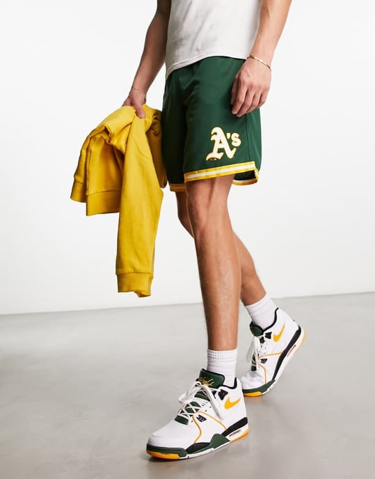47 Brand MLB Oakland Athletics mesh shorts in green with contrast trim - Image 4