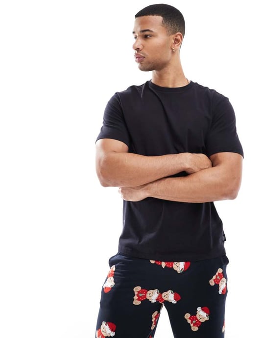 Chelsea Peers Exclusive His & Hers Christmas teddy print pyjama set in navy - Image 3