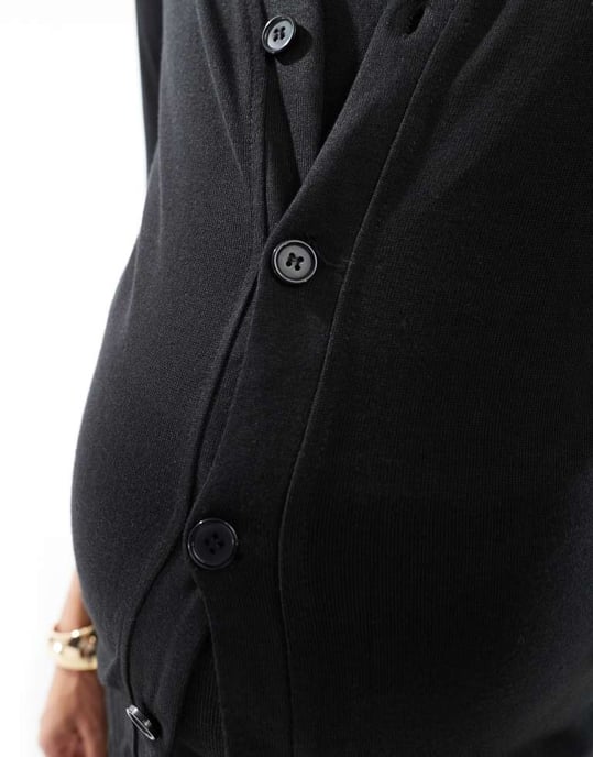 Mamalicious Maternity mix & match soft jersey cardigan co-ord in black - Image 2