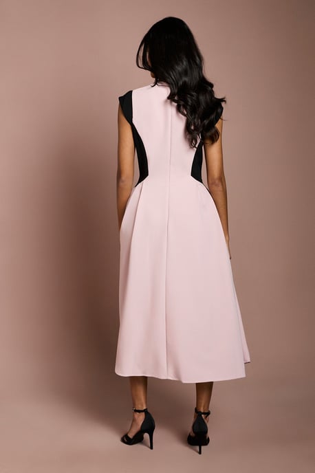 Petite Crepe colour Block Midi Dress - Image 3