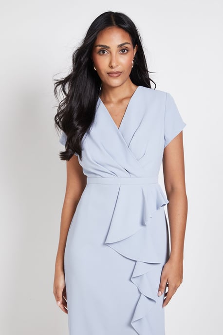 Petite Tailored Crepe Ruffle Pencil Dress - Image 2