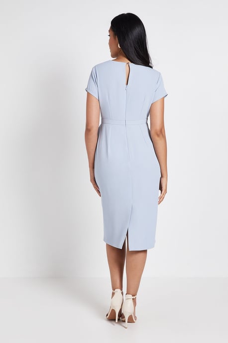 Petite Tailored Crepe Ruffle Pencil Dress - Image 3