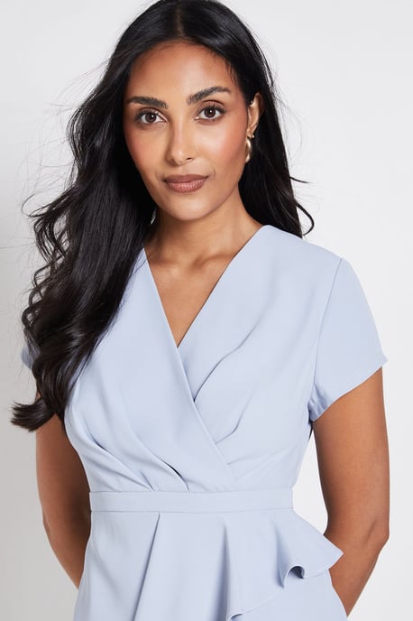 Petite Tailored Crepe Ruffle Pencil Dress - Image 4