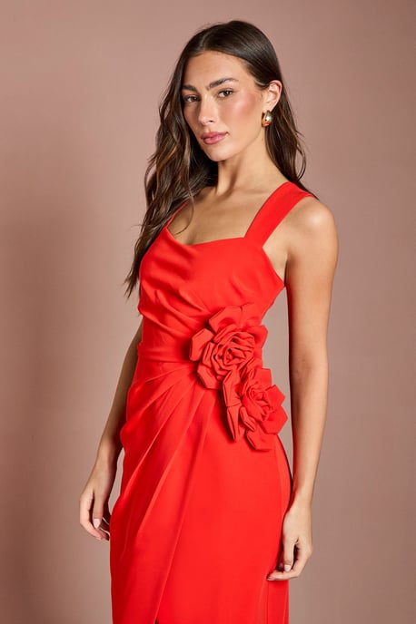 Corsage Pleated Pencil Dress - Image 2