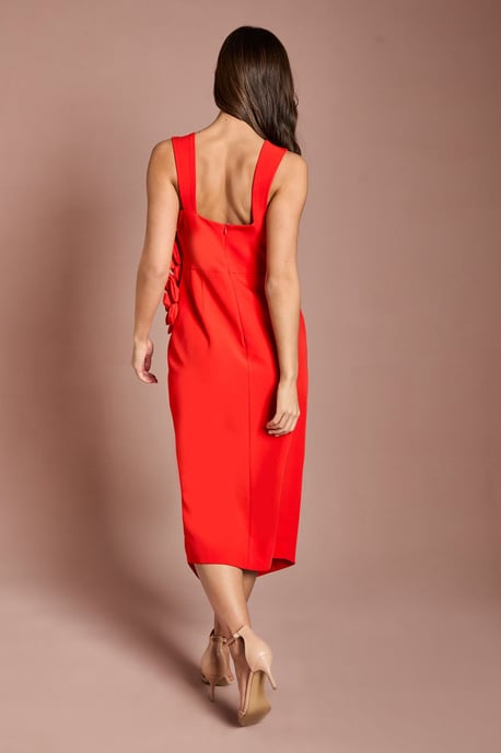 Corsage Pleated Pencil Dress - Image 3