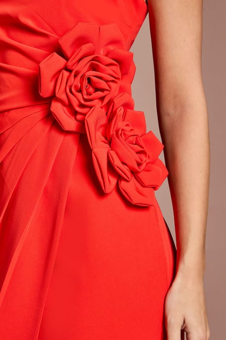 Corsage Pleated Pencil Dress - Image 4