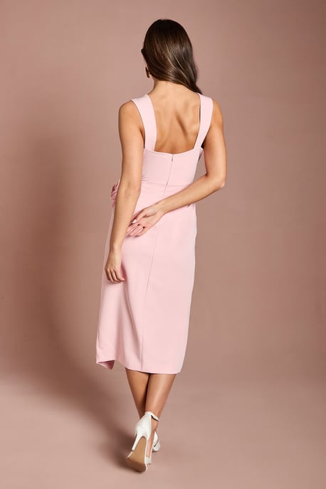 Corsage Pleated Pencil Dress - Image 3