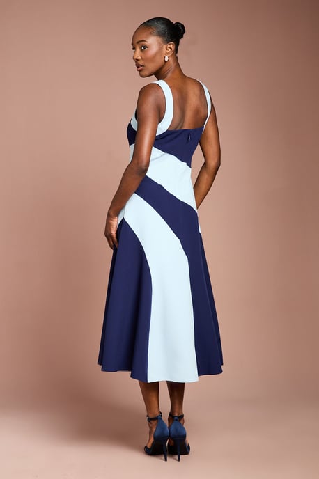 Colour Block Crepe Midi Dress - Image 3