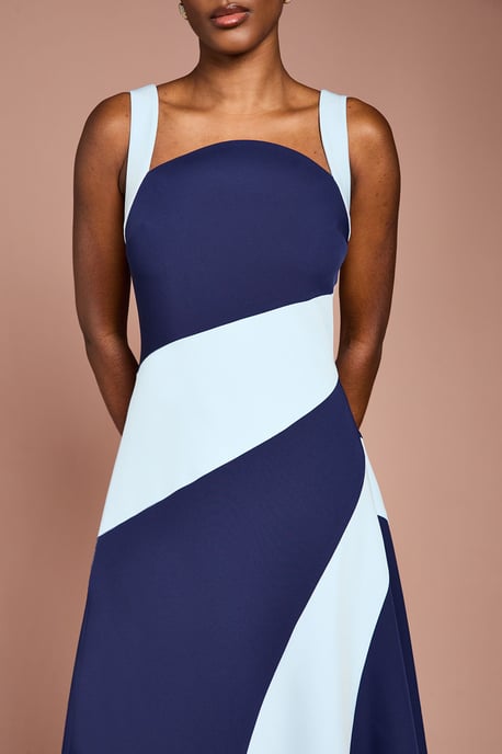 Colour Block Crepe Midi Dress - Image 4