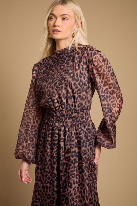 Floral Organza Shirred Waist Midi Dress - Image 2