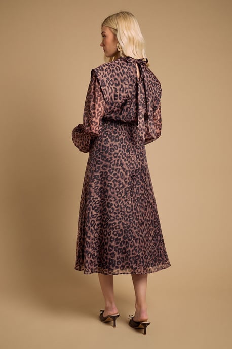 Floral Organza Shirred Waist Midi Dress - Image 3