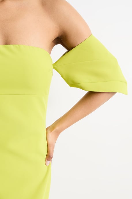 Stretch Crepe Bardot Column Midi Dress - Image 4