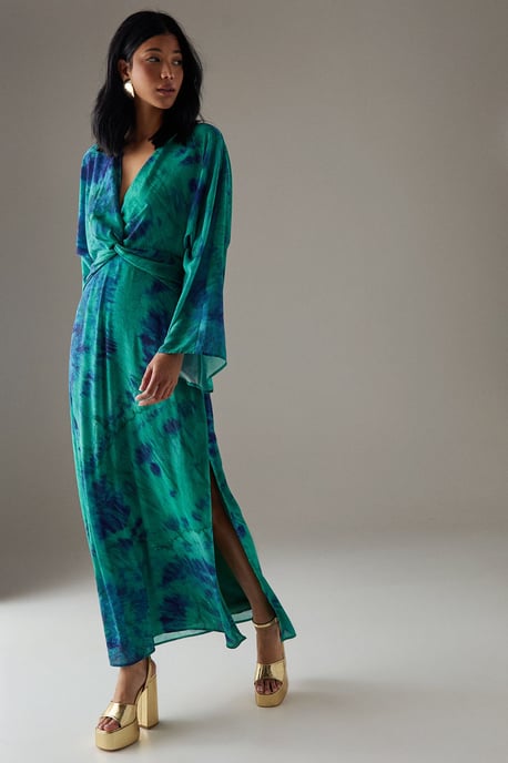 Chiffon Wrap Knot Front Maxi Dress - Image 4