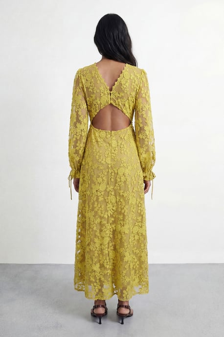 Embroidered Organza Open Back Detail Maxi Dress - Image 2
