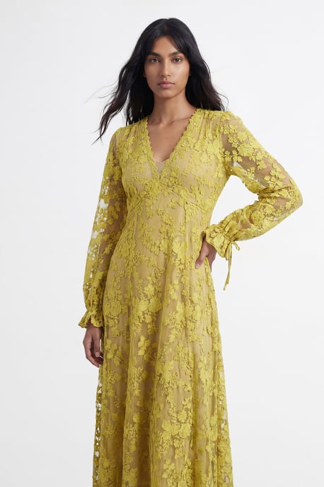Embroidered Organza Open Back Detail Maxi Dress - Image 4