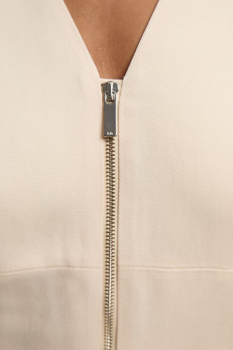 Tencel Blend Tailored V Neck Zip Detail Maxi Dress - Image 3
