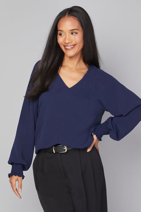 Woven Shirred Cuff Overhead Shirt - Image 1