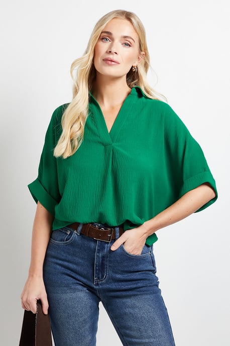 Petite Woven Collar Overhead Shirt - Image 1