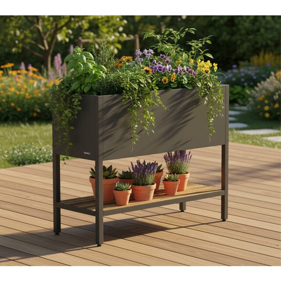 Herstera Garden Verhoogde plantenbak van metaal 100x40x80 cm - - Image 3