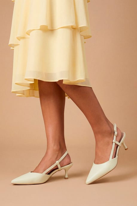Luneth Faux Leather Kitten Heel Slingback Court Shoes - Image 1