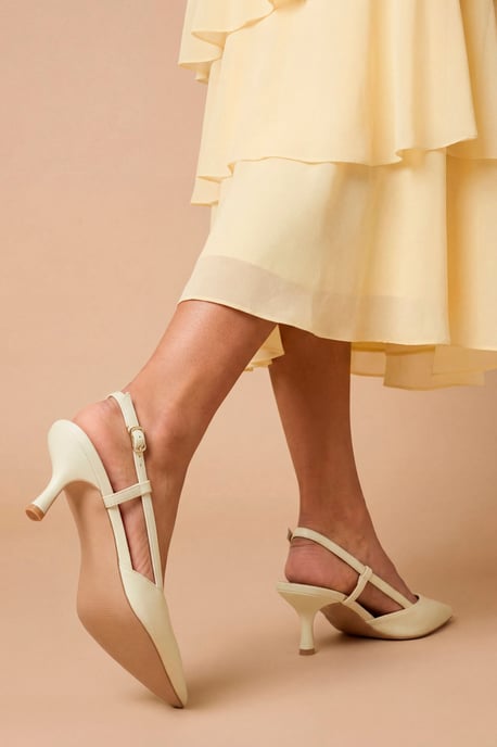 Luneth Faux Leather Kitten Heel Slingback Court Shoes - Image 2