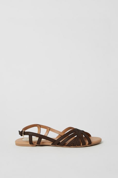 Fiona Faux Leather Lattice Peep Toe Slingback Flat Sandals - Image 2