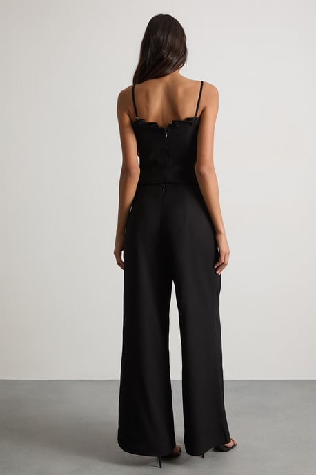 Extreme High Waisted Wide Leg Pleated Tailored Trousers - Image 3