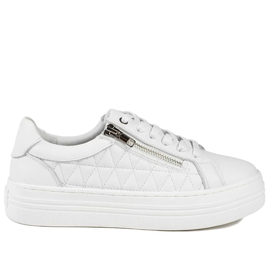 Jones Bootmaker Arianna Quilted Leather Zip & Lace Trainers - Image 2