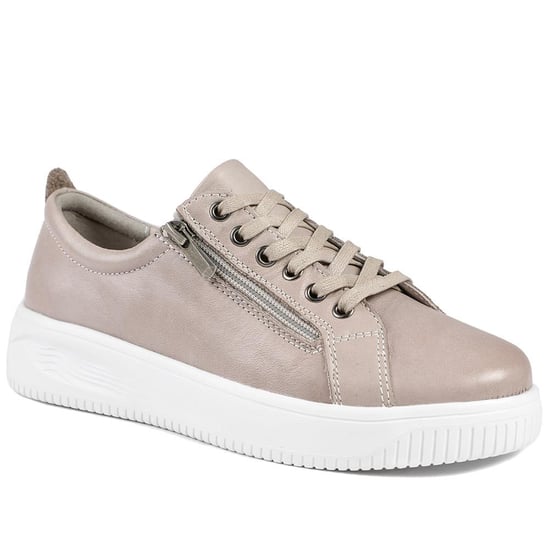 Jones Bootmaker Anara Zip & Lace Leather Trainers - Image 1