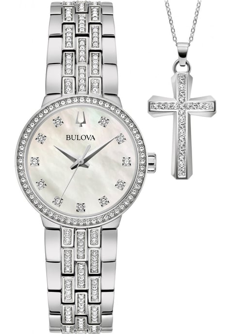 Bulova 96X163 Ladies Classic Watch and Necklace Gift Set - Image 1