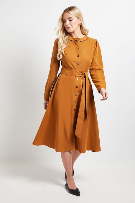 PETITE SIDE STRIPE TIE WAIST MIDI DRESS - Image 1