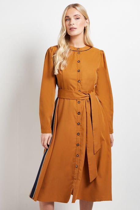 PETITE SIDE STRIPE TIE WAIST MIDI DRESS - Image 4