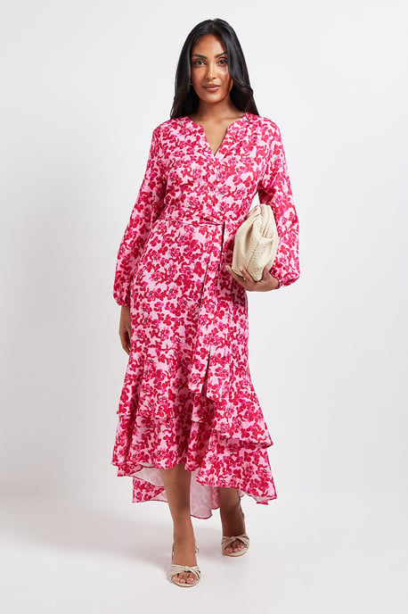 Petite Floral Print Button Midi Shirt Dress - Image 1