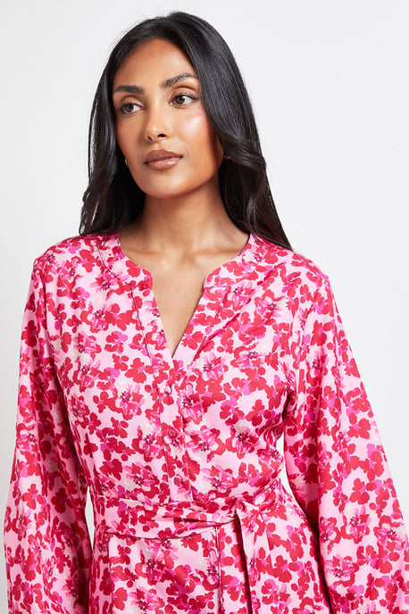 Petite Floral Print Button Midi Shirt Dress - Image 4